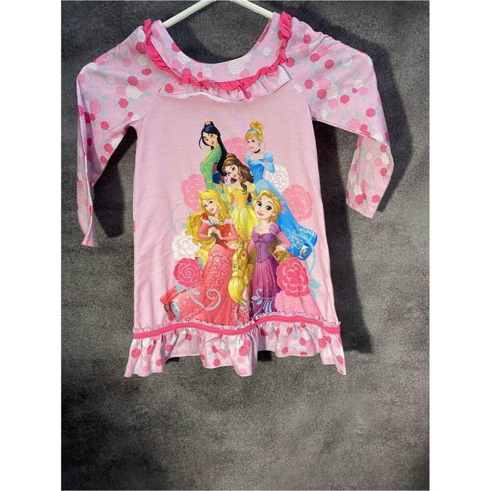 Disney Store Princess Pink Nightgown Dress Toddler Girls Sz 3 3T Floral Ruffle